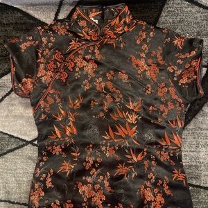 Elegant Black and Red Floral Women's Floor Length Dress